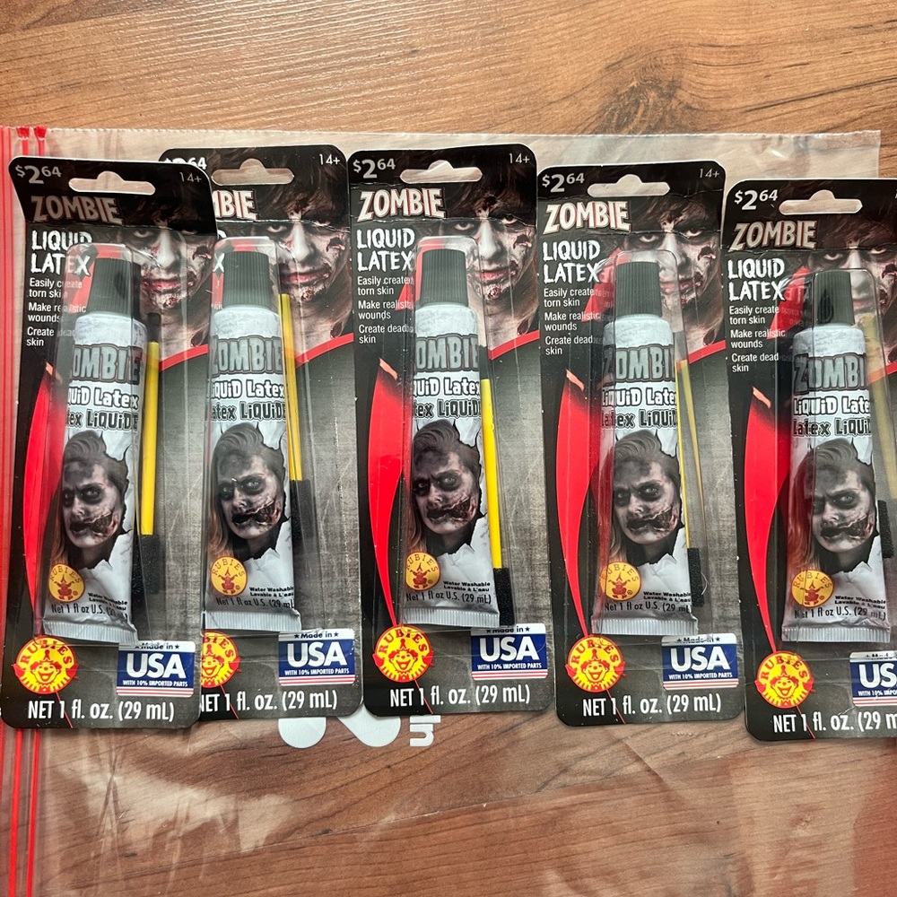 Set of 5 Zombie Liquid Latex Makeup Sets